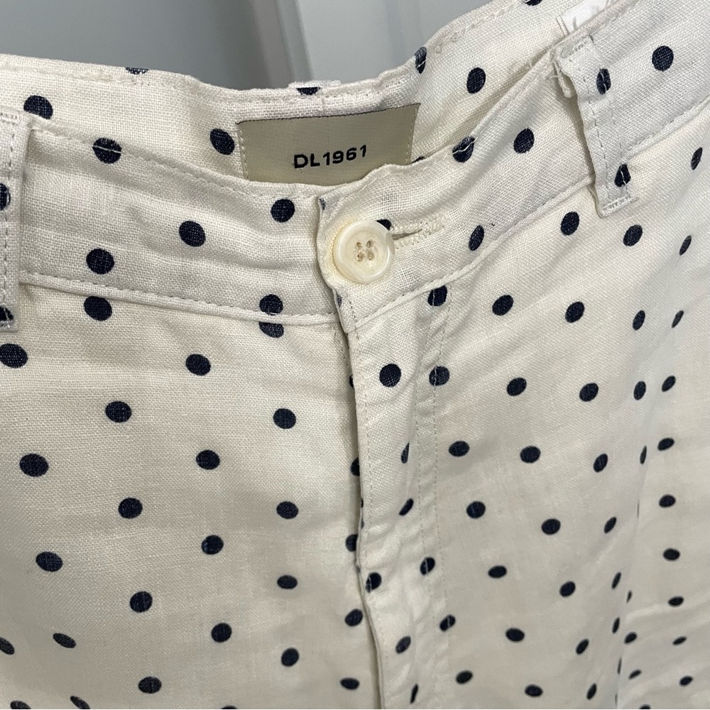 DL1961 Cream Linen Polka Dot Shorts - Picture 3 of 8